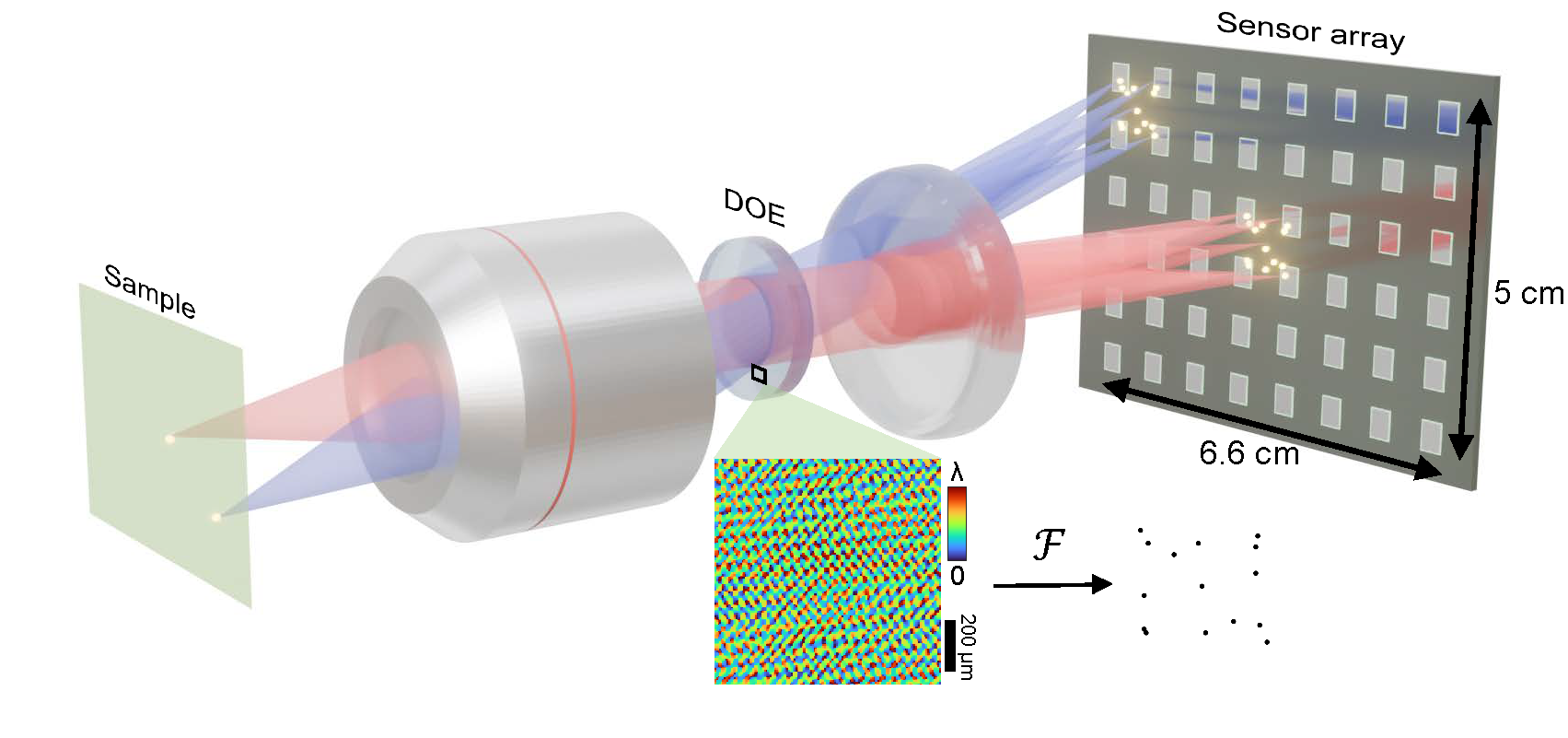Large-scale compressive microscopy setup